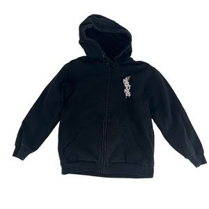 Etnies Hoodie Boys‎ Large Black Y2K Vintage Skater Cyber Goth Grunge Youth Punk